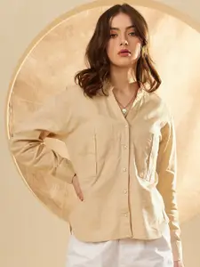 DENNISON Smart Mandarin Collar Cotton Oversized Casual Shirt