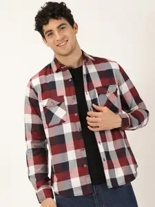HERE&NOW Classic Slim Fit Tartan Checked Casual Shirt