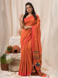 Angoshobha Floral Woven Design Silk Cotton Jamdani Saree
