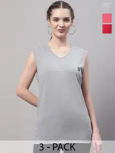 VIMAL JONNEY Pack Of 3 Sleeveless Cotton T-shirt