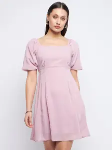 Madame Square Neck Puff Sleeve Fit & Flare Dress