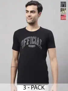 MACK JONNEY Pack Of 3 Typography Printed Cotton T-shirt