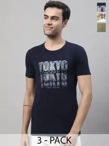 MACK JONNEY Pack Of 3 Typography Printed Cotton T-shirt