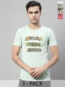 MACK JONNEY Pack Of 3 Typography Printed Cotton T-shirt