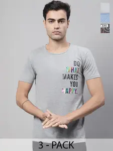 MACK JONNEY Pack Of 3 Typography Printed Cotton T-shirt