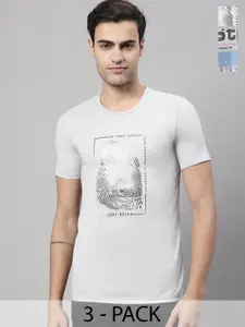 MACK JONNEY Pack of 3 Typography Printed Cotton T-shirts