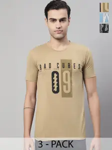 MACK JONNEY Typography Pack of 3 Round Neck Short Sleeves Printed  Cotton T-shirt