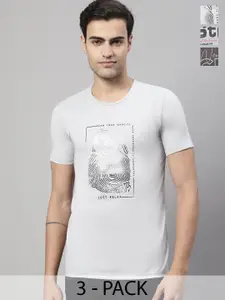 MACK JONNEY Pack of 3 Typography Printed Cotton T-shirts