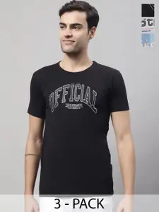 MACK JONNEY Pack Of 3 Typography Printed Cotton T-shirt