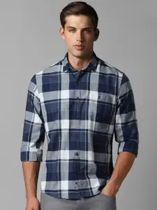 Louis Philippe Jeans Slim Fit Tartan Checks Spread Collar Long Sleeves Casual Shirt