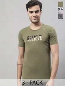 MACK JONNEY Pack of 3 Typography Printed Cotton T-shirts