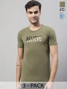 MACK JONNEY  Pack Of 3 Typography Printed Cotton Short Sleeves Tshirts