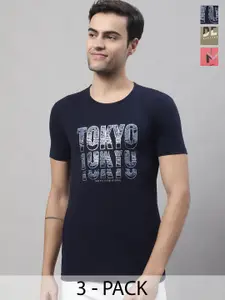 MACK JONNEY Pack of 3 Typography Printed Cotton T-shirts