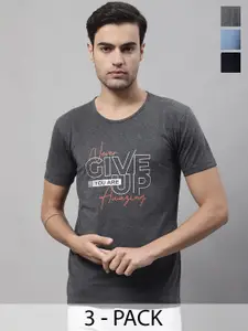 MACK JONNEY Pack of 3 Typography Printed Round Neck Cotton T-shirt