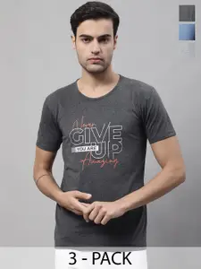 MACK JONNEY Pack Of 3 Typography Printed Cotton T-Shirt