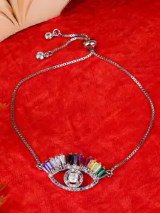 DressBerry Silver-Plated Stone-Studded Brass Charm Bracelet