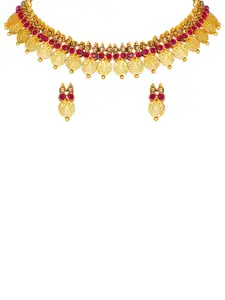 Shining Diva Gold-Plated Crystal Stone Studded Necklace With Earrings
