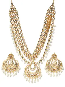 Shining Diva Gold Plated Artificial Stones-Studded & Beads Beaded Necklace & Earrings