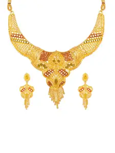 Shining Diva Gold Plated Necklace With Earrings