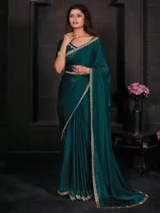 Saree mall Embellished Border Beads and Stones Satin Saree