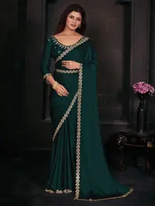 Saree mall Embellished Beads & Stones Satin Saree