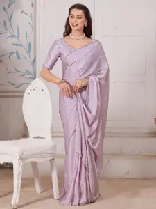 Saree mall Embellished Beads & Stones Satin Silk Saree