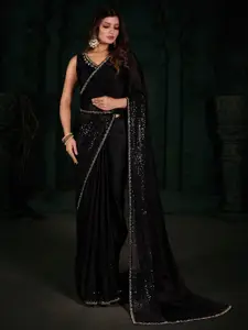 Saree mall Embellished Beads and Stones Poly Chiffon Belted Sarees