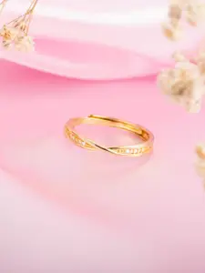 Zavya Gold-Plated 92.5 Sterling Silver Cubic Zirconia Studded Finger Ring