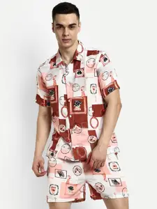 GRECIILOOKS Graphic Printed Shirt With Shorts Co-Ords