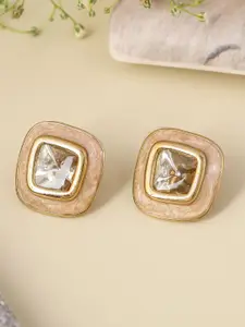 Designbox Kundan-Studded Contemporary Studs Earrings