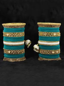 LAVAZZA Set Of 66 Gold-Plated Crystals-Studded & Beaded Bangle