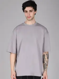 PRONK Grey Oversized Round Neck T-shirt