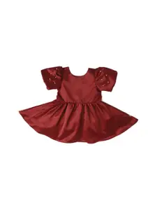 Allen Solly Junior Infant Girls Puff Sleeves Gathered Detailed Fit & Flare Dress