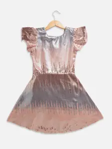 Allen Solly Junior Girls Embellished Flutter Sleeve Bow Fit & Flare Dress