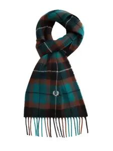 Fred Perry Men Wool Checked Tasseled Scarf