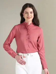 U.S. Polo Assn. Women High Neck Lace Inserts Shirt Style Top