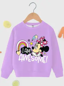 KUCHIPOO Girls Minnie Mouse Graphic Printed Fleece Pullover Sweatshirt