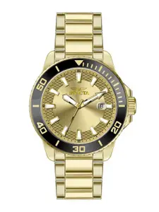 Invicta Men Brass Dial & Stainless Steel Bracelet Style Straps Analogue Watch 46069