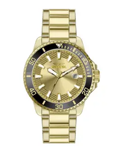 Invicta Men Brass Dial & Stainless Steel Bracelet Style Straps Analogue Watch 46140