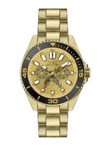 Invicta Men Brass Embellished Dial & Stainless Steel Bracelet Style Straps Analogue Watch 46880