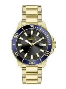 Invicta Men Brass Printed Dial & Stainless Steel Bracelet Style Straps Analogue Watch 46068