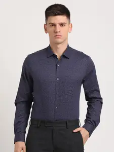 Turtle Standard Slim Fit Micro Ditsy Printed Pure Cotton Formal Shirt