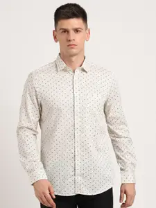 Turtle Standard Slim Fit Micro Ditsy Printed Pure Cotton Formal Shirt