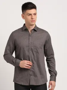 Turtle Standard Slim Fit Micro Ditsy Printed Spread Collar Cotton Formal Shirt