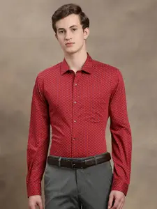 Turtle Men Standard Slim Fit Opaque Printed Formal Shirt