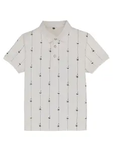 Status Quo Boys Conversational Printed Polo Collar Cotton T-shirt