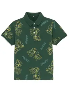 Status Quo Boys Conversational Printed Polo Collar Cotton T-shirt