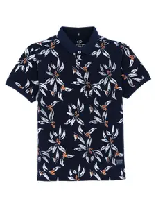 Status Quo Boys Floral Printed Polo Collar Cotton T-shirt