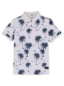 Status Quo Boys Floral Printed Polo Collar Cotton T-shirt