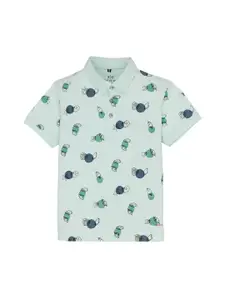 Status Quo Boys Conversational Printed Polo Collar Cotton T-shirt